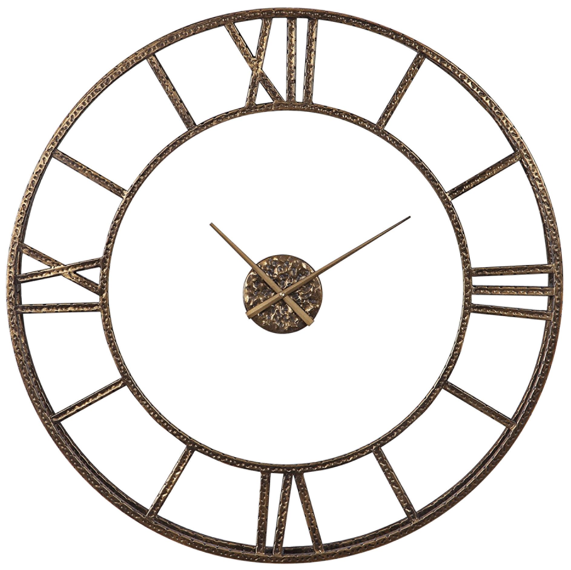 Uttermost Mylah Antiqued Gold Iron 36" Round Wall Clock