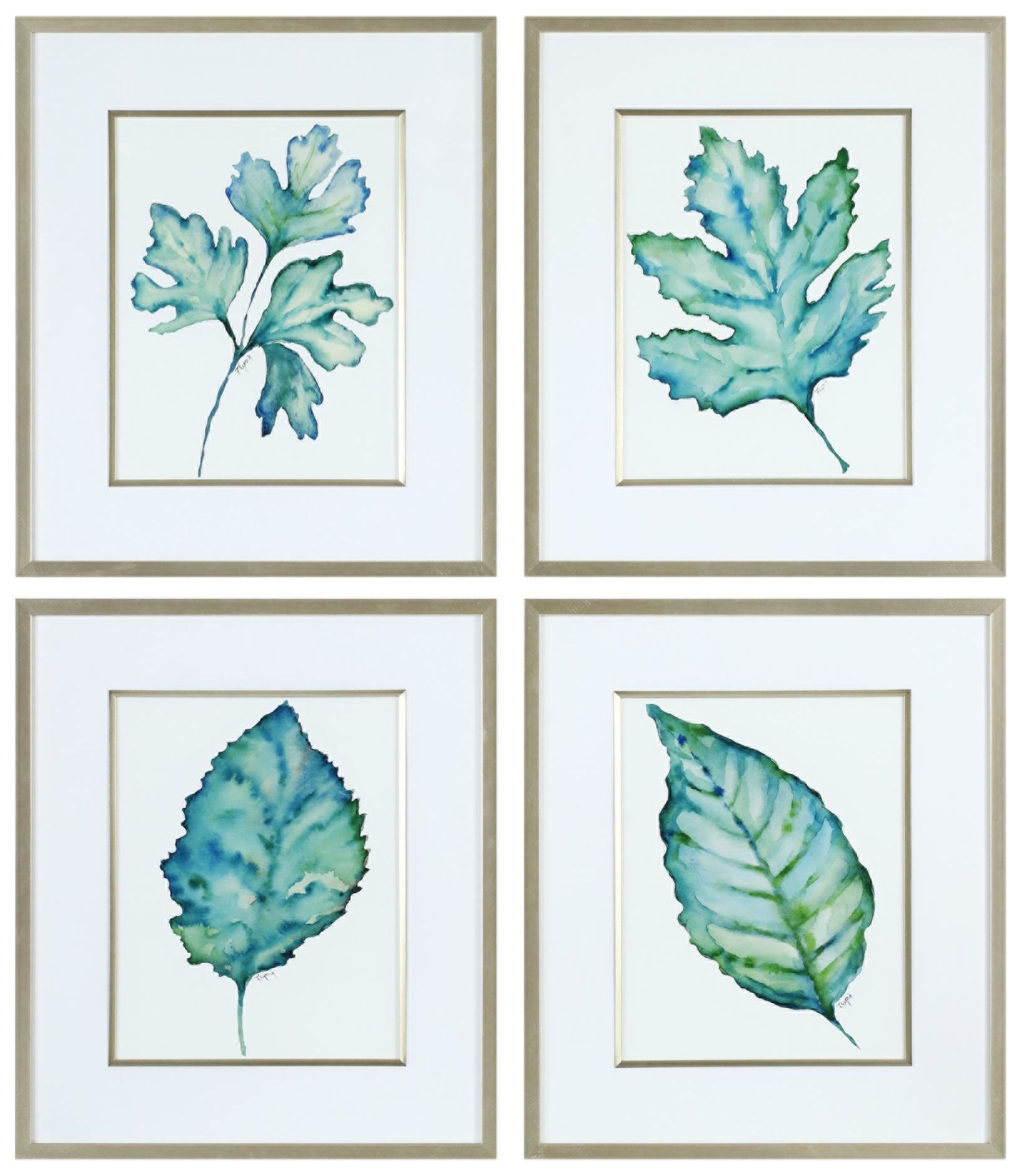 Spring Leaves 27 1/2" High 4-Piece Framed Wall Art Set