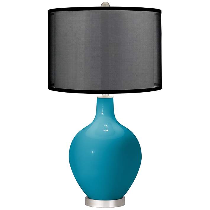 Caribbean Sea Ovo Table Lamp with Organza Black Shade - #650C0 | Lamps Plus