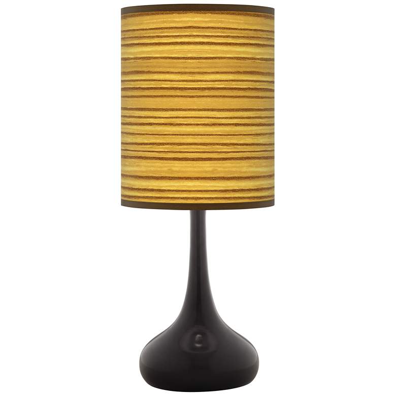 Tawny Zebrawood Giclee Black Droplet Table Lamp