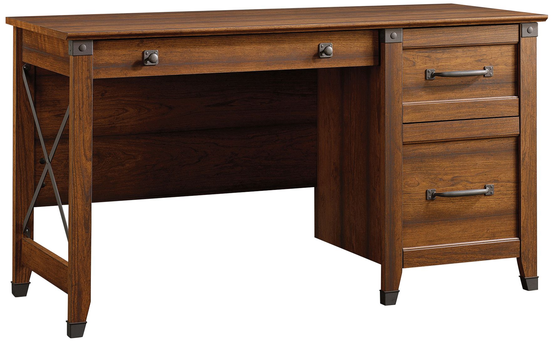 Sauder Carson Forge 53 1/4"W Washington Cherry 3-Drawer Desk