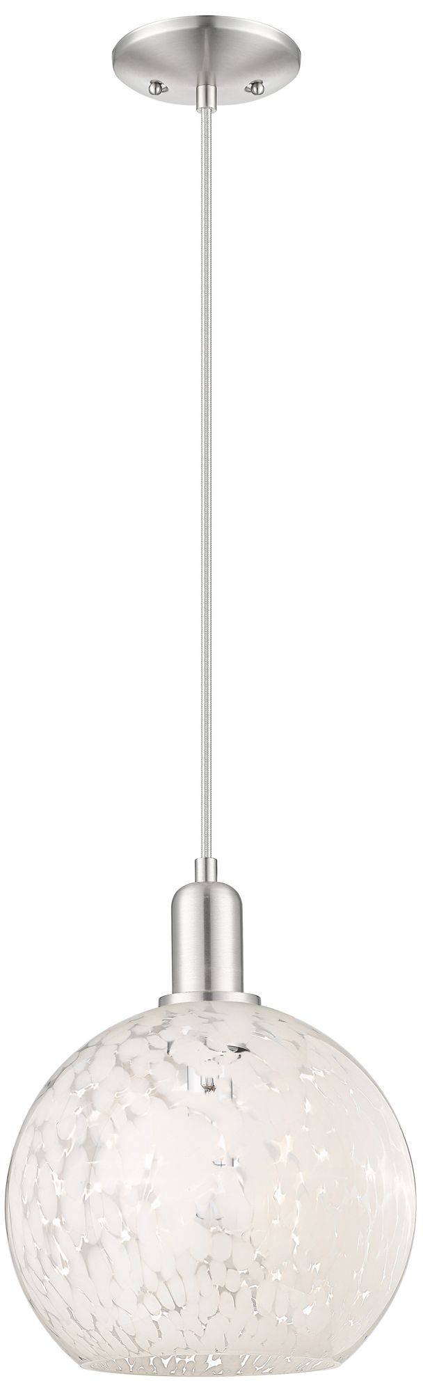 Innovations Lighting Arcadia White Mouchette 10"w Brushed Nickel Cord Hung Mini Pendant