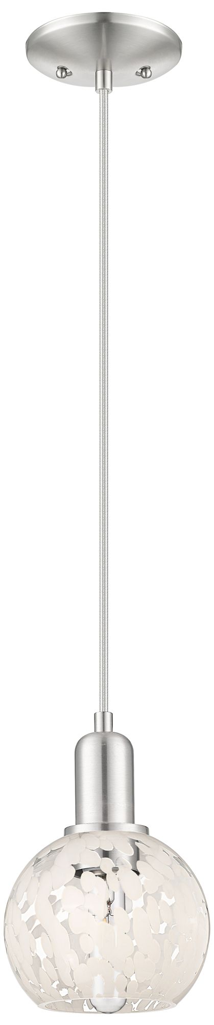 Innovations Lighting Arcadia White Mouchette 6"w Brushed Nickel Cord Hung Mini Pendant