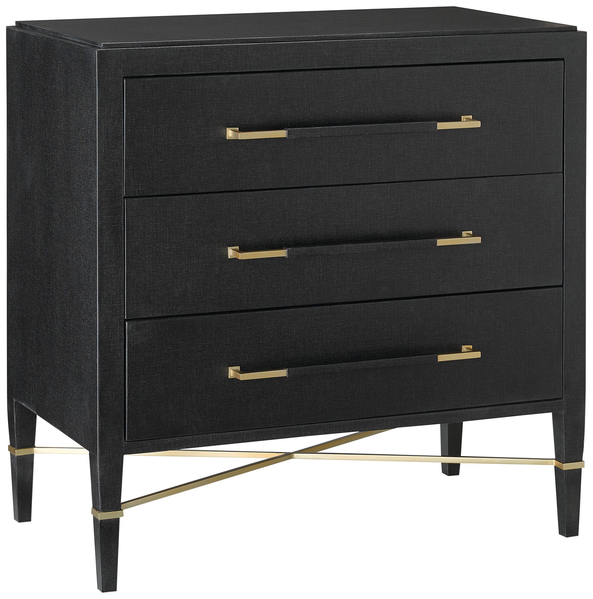 Verona 32" Wide Black Lacquered 3-Drawer Accent Chest