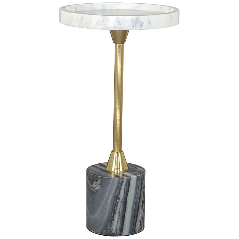 Zuo Johan 9 3/4&quot; Wide White Marble Gold Metal Round Side Table