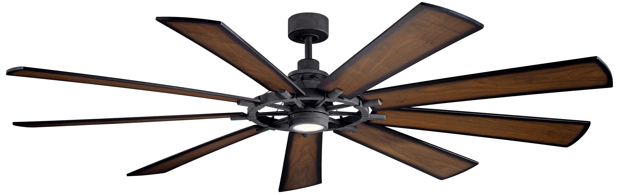85" Kichler Gentry XL Distressed Black LED Wagon Wheel Ceiling Fan