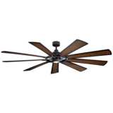 85&quot; Kichler Gentry XL Distressed Black LED Wagon Wheel Ceiling Fan