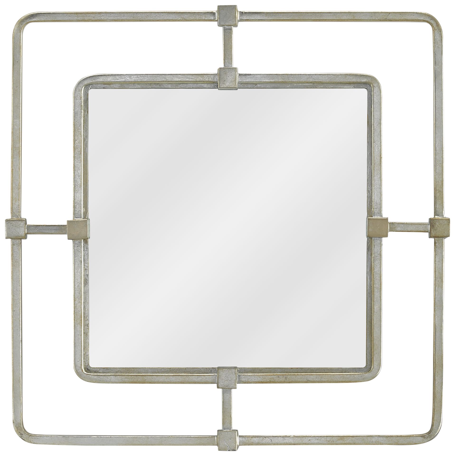 Currey and Company Metro Silver 22 1/2" Square Wall Mirror