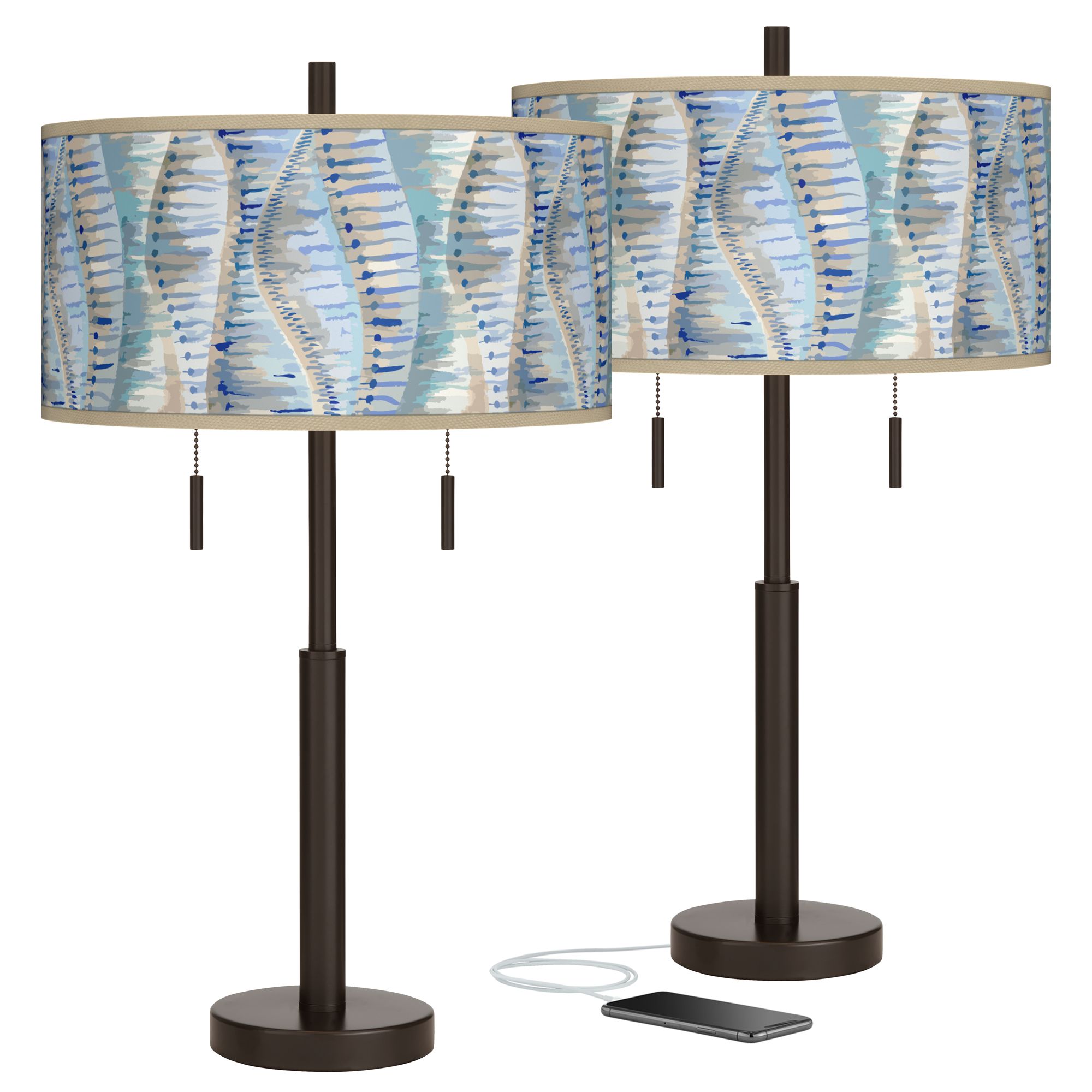 Siren Robbie Bronze USB Table Lamps Set of 2