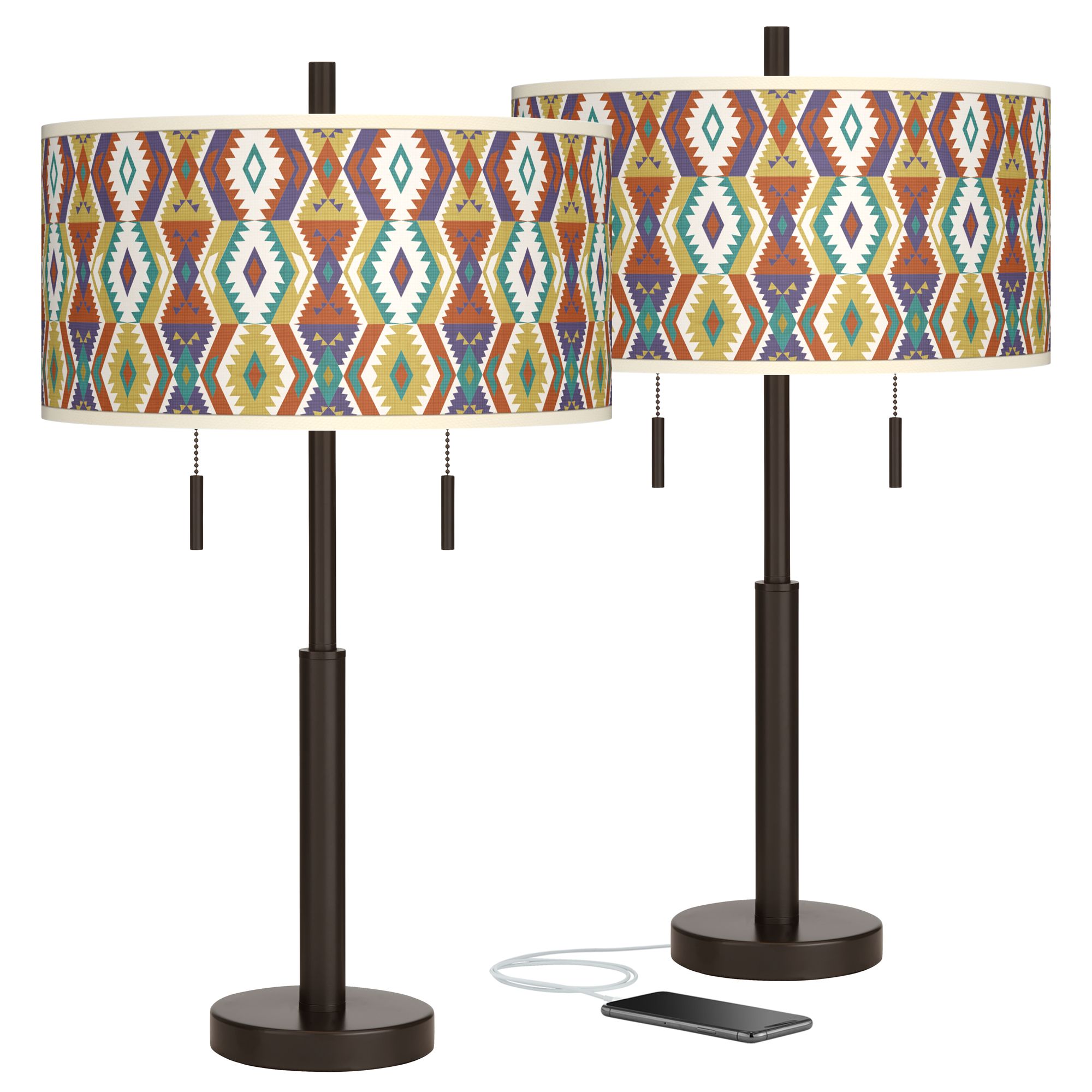 Southwest Robbie Bronze USB Table Lamps Set of 2