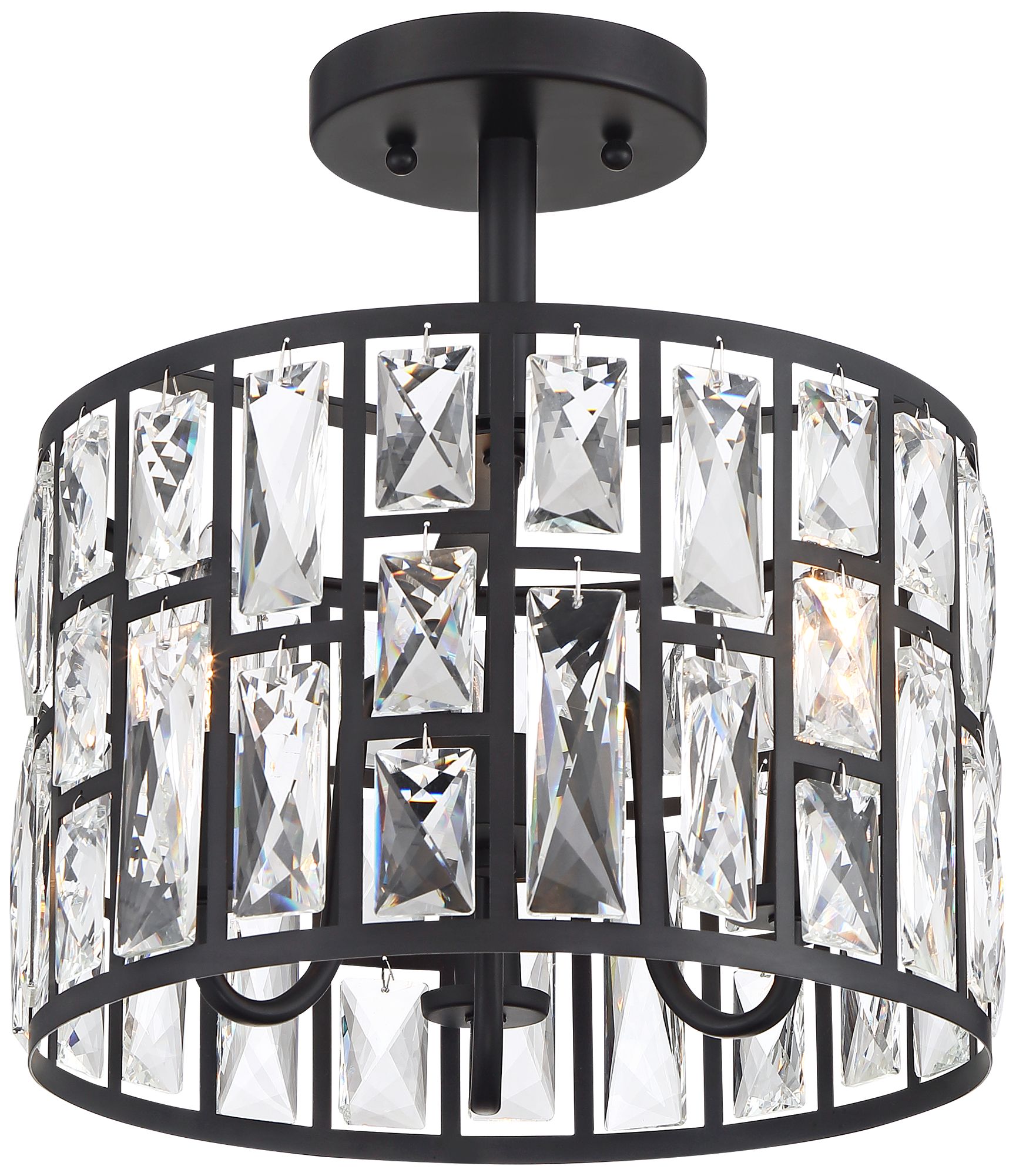 Details About Modern Ceiling Light Semi Flush Mount Fixture Black 11 3 4 Crystal Drum Bedroom