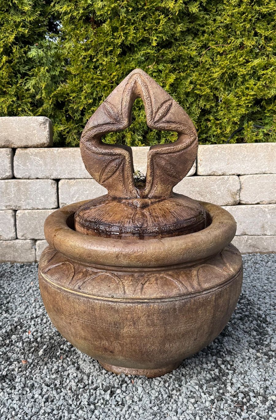 Antique Cross 25" High Bubbler Fountain with Light