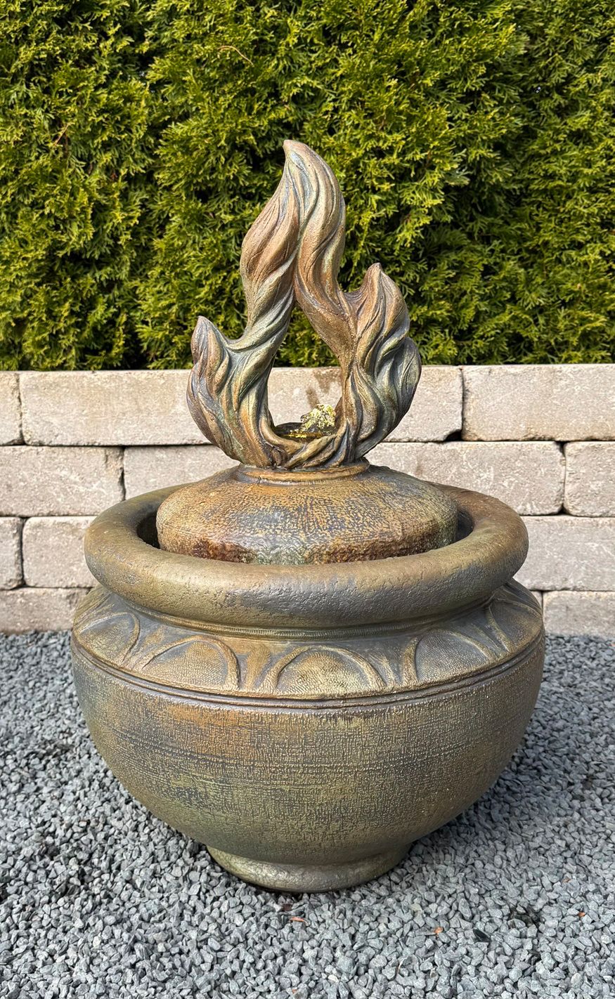 Fiery Flame 25" High Patio Bubbler Fountain with Light