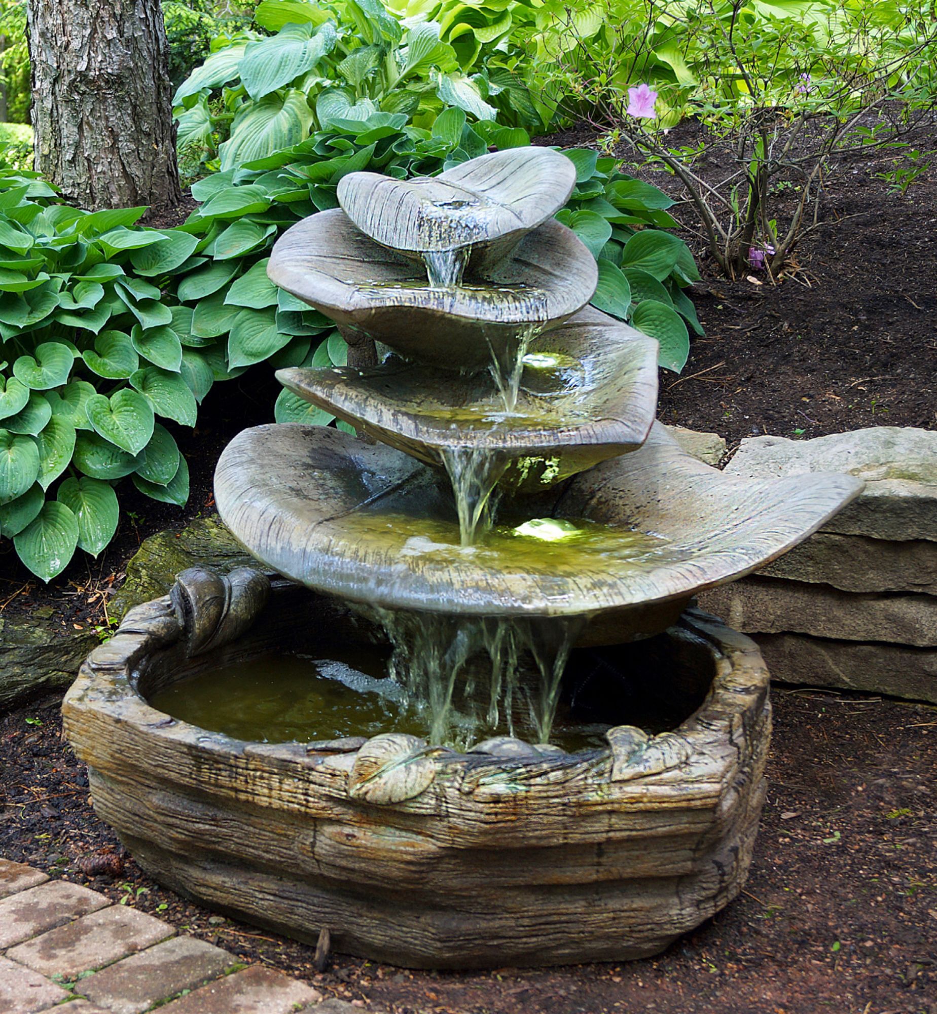 Giant Leaf 35" High Relic Hi-Tone LED Outdoor Floor Fountain