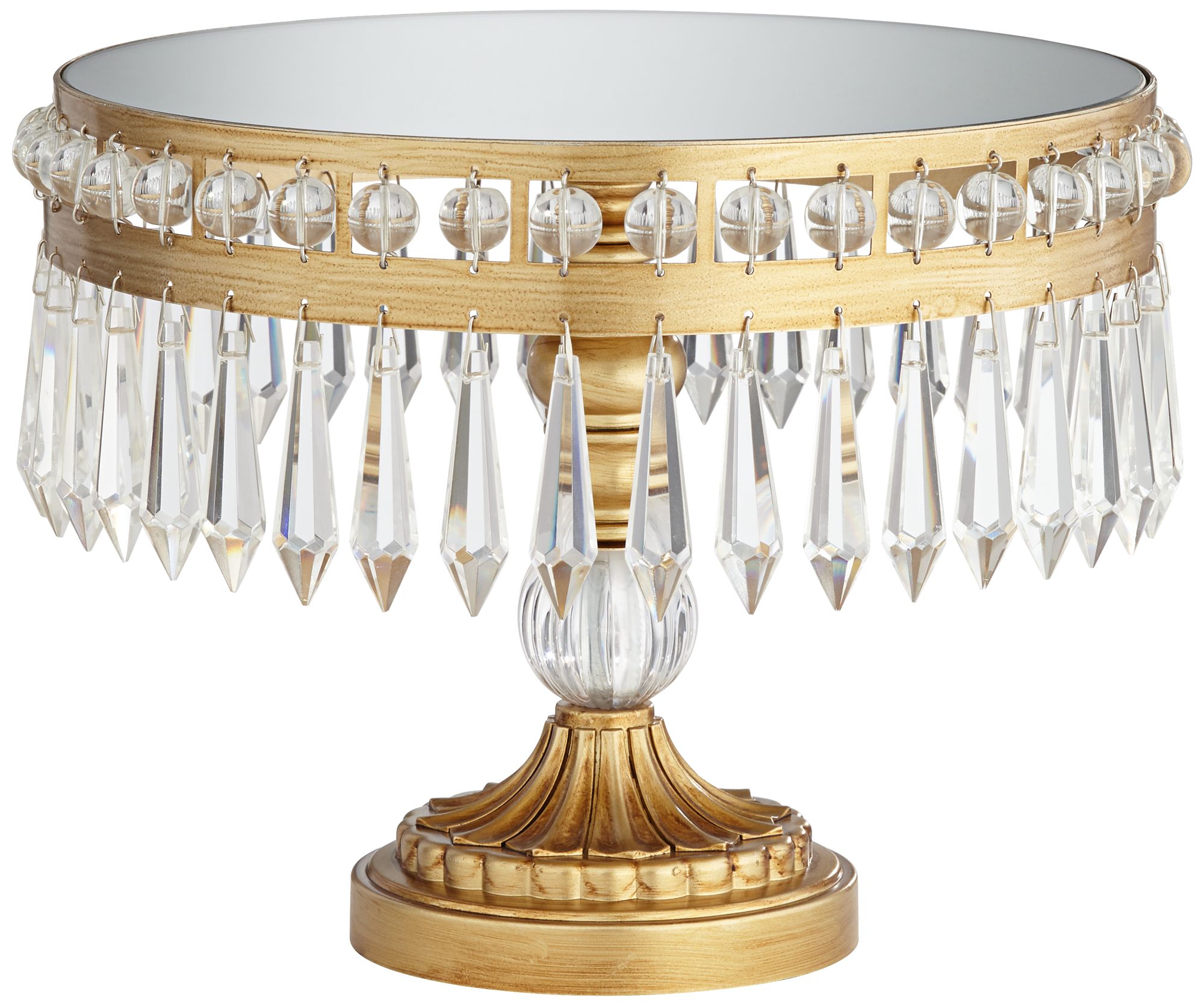 Antique Gold 8 1/2" High Crystal Cake Stand