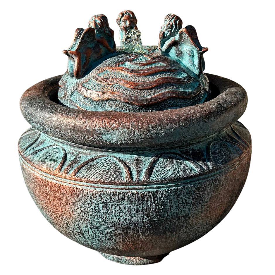 Cherub 17 1/2"H Bronze Patina LED Bubbler Outdoor Fountain