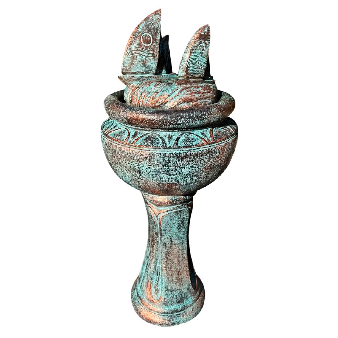 New Tall Regatta 42" High Bronze Patina LED Bubbler Fountain