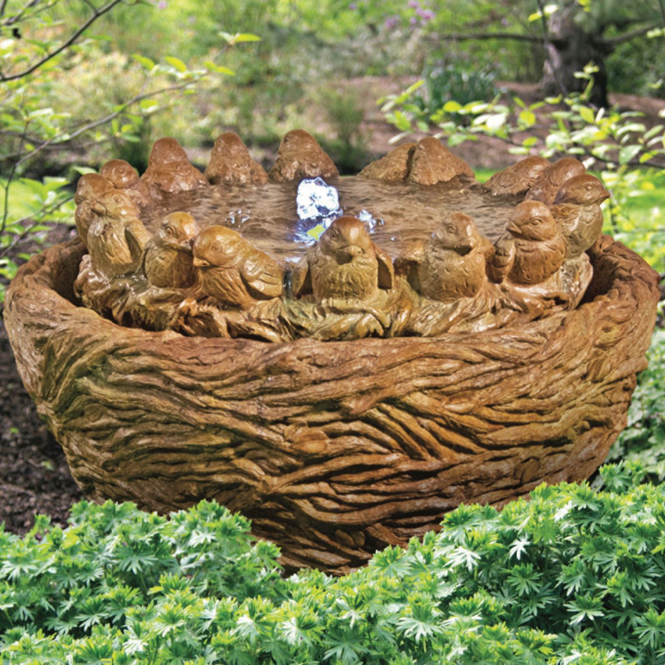 Ring of Birds 13"H Relic Nebbia LED Bubbler Outdoor Fountain