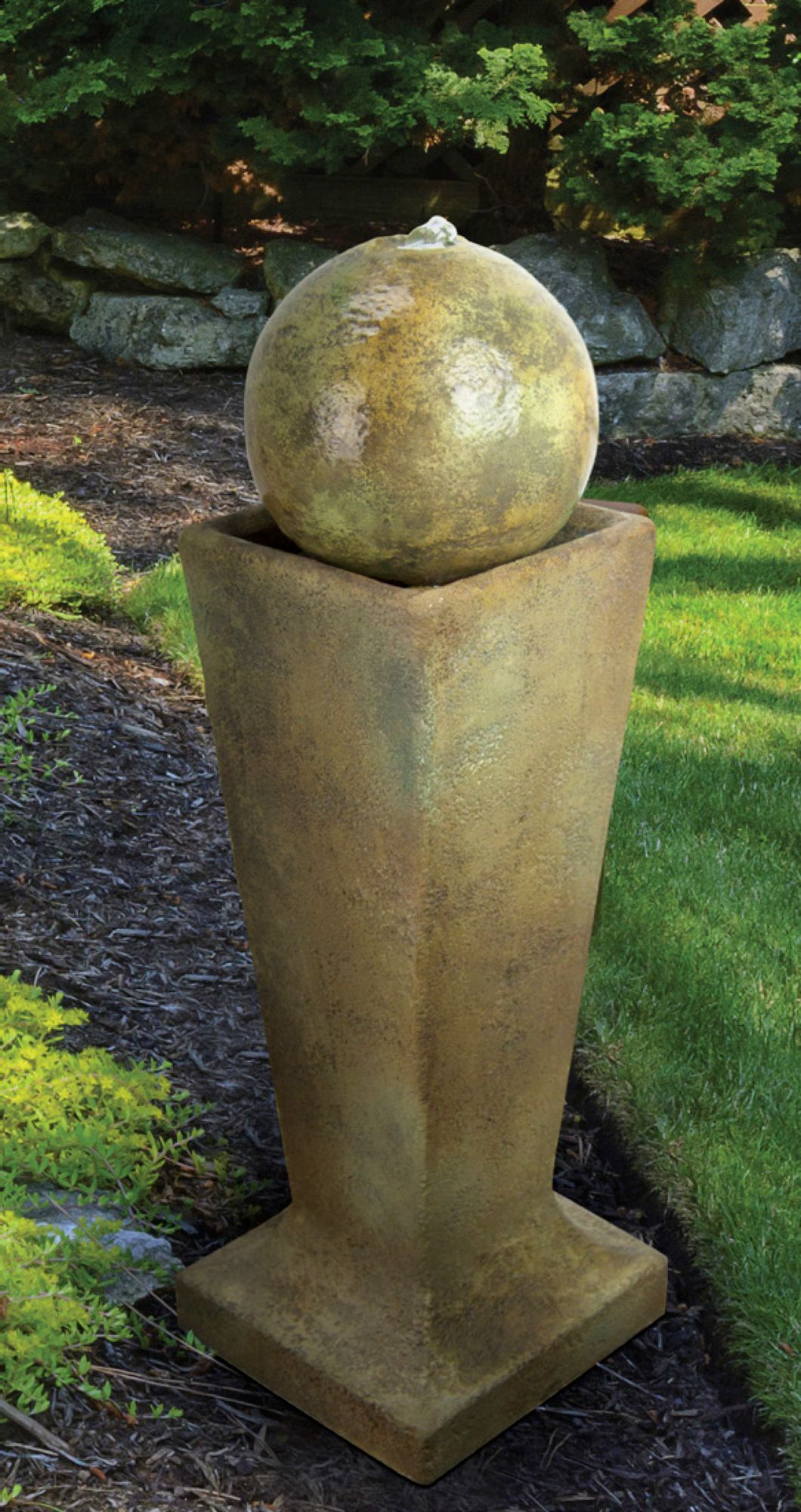 Sphere 36" High Pedestal Bubbler Fountain with LED Light