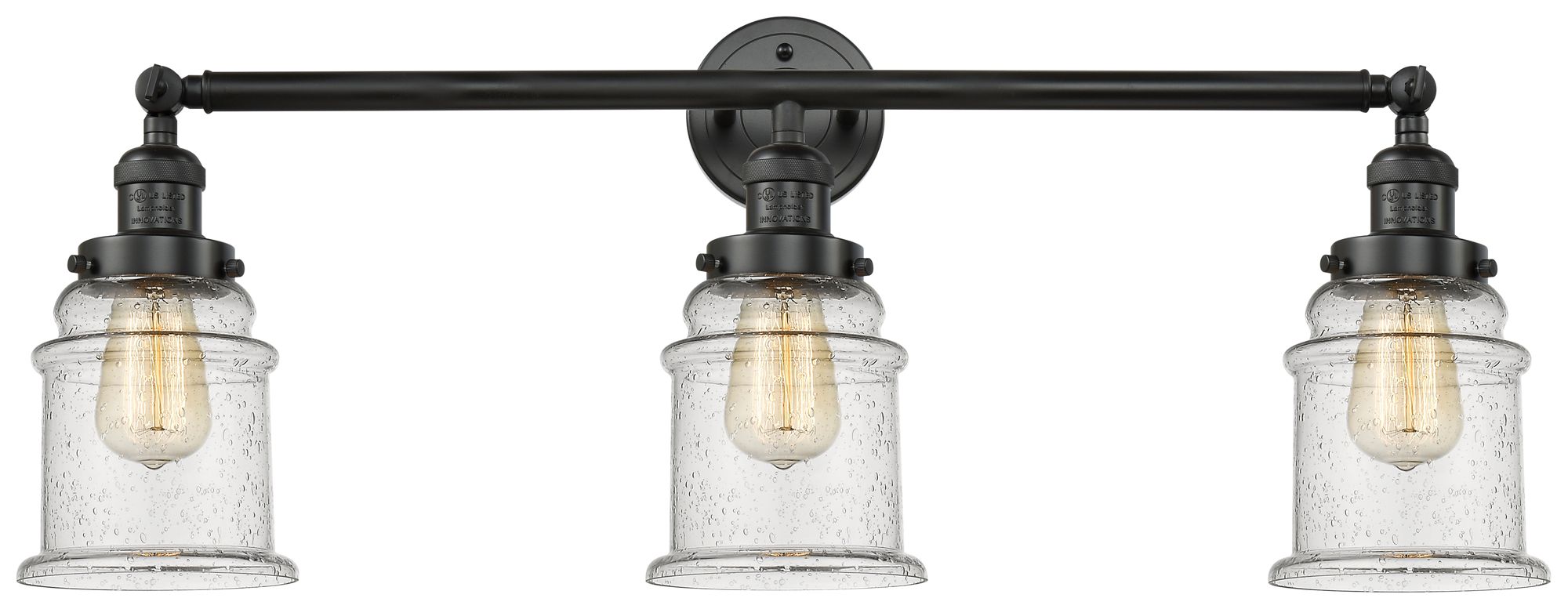 Canton 30" Wide Matte Black 3-Light Adjustable Bath Light