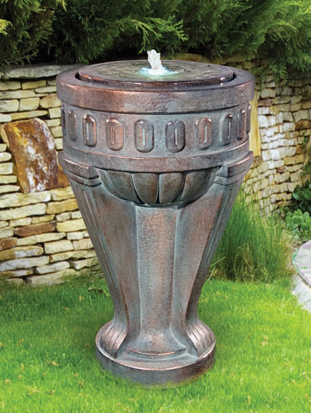 Tall Chalice 35 1/2" High Bubbler Garden Fountain with Light