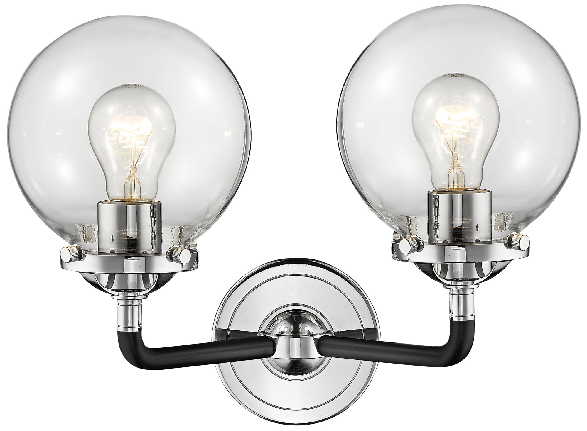 Beacon 11"H Black and Polished Nickel 2Light Wall Sconce 65G94