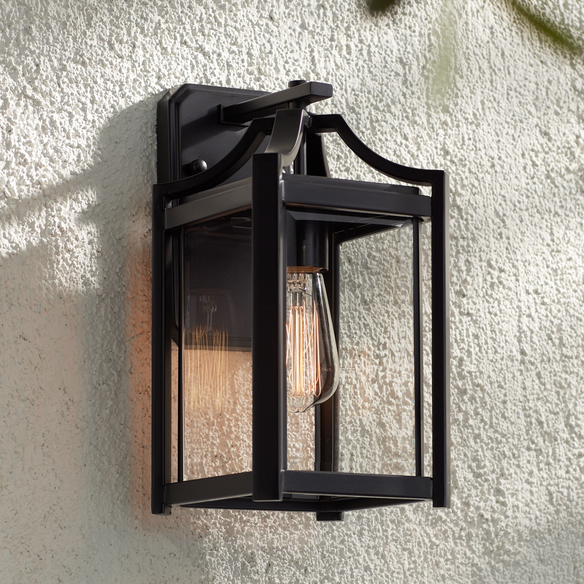 Rustic Farmhouse Outdoor Wall Light Fixture Black 12 1/2" for House