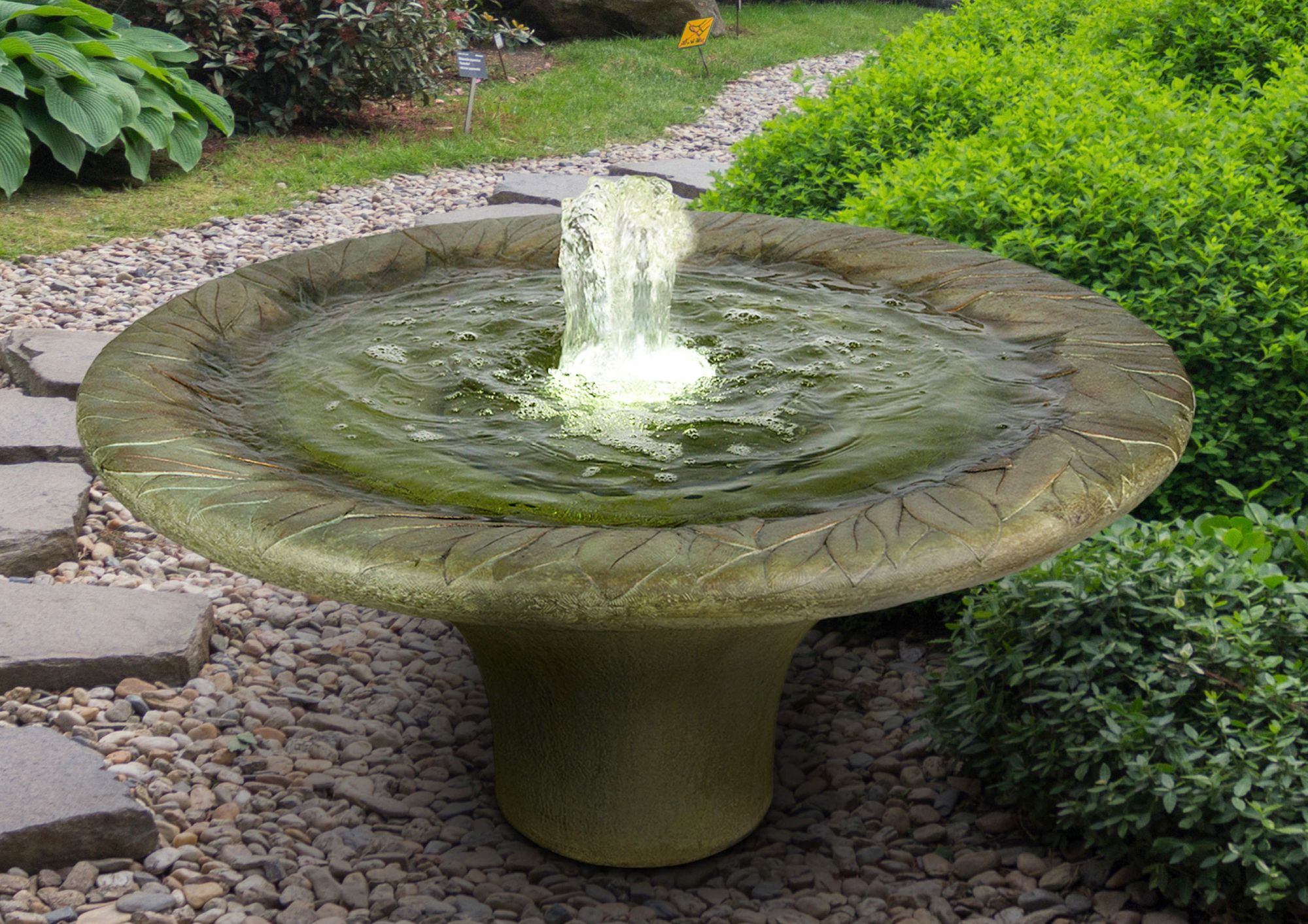 Stone Leaf 20" High Garden Patio Bubbler Fountain With Light - #65H02 ...