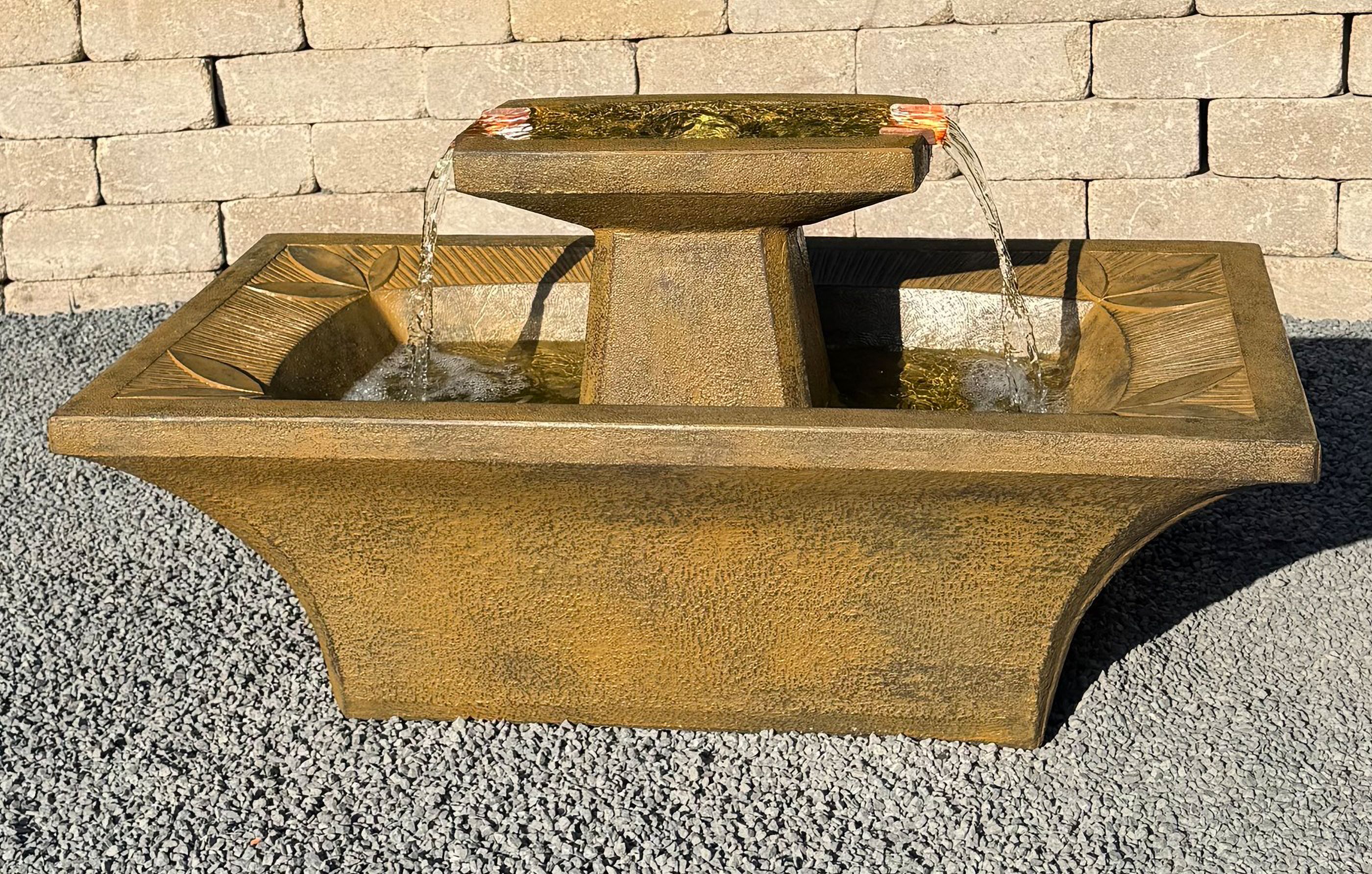 Art-Deco 20" Relic Stone Outdoor Fountain with LED Light