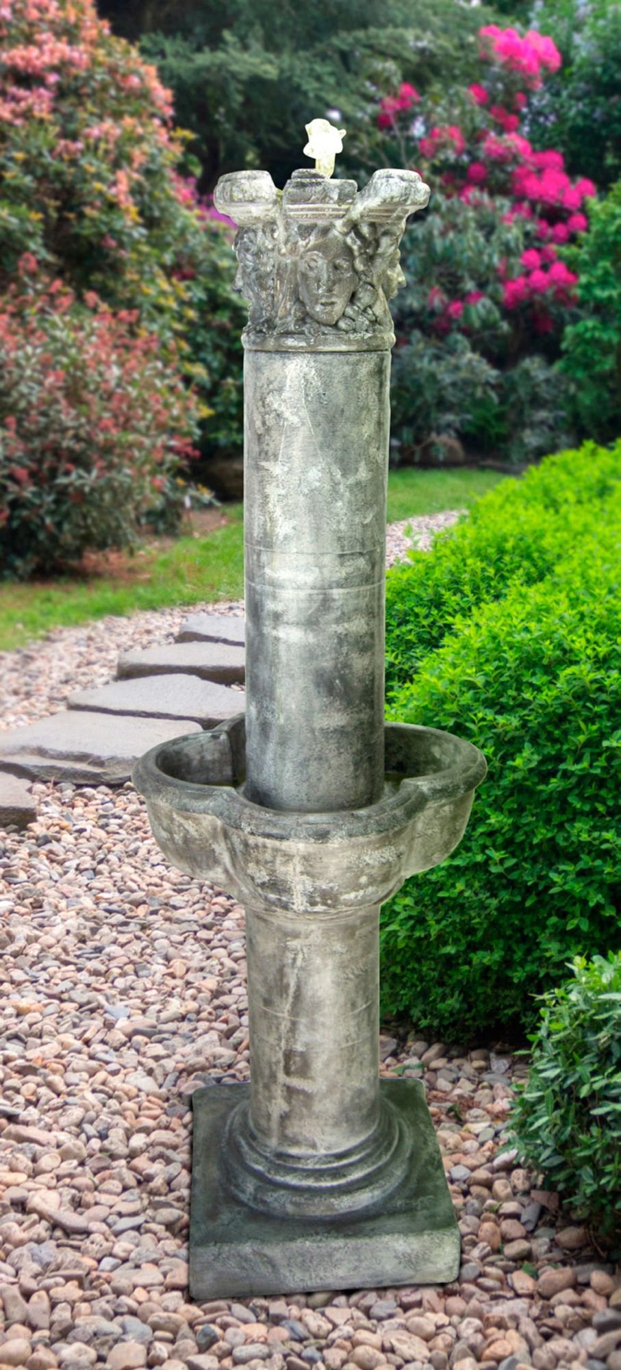 Four Seasons Column 63" High Frosted Mocha Outdoor Fountain