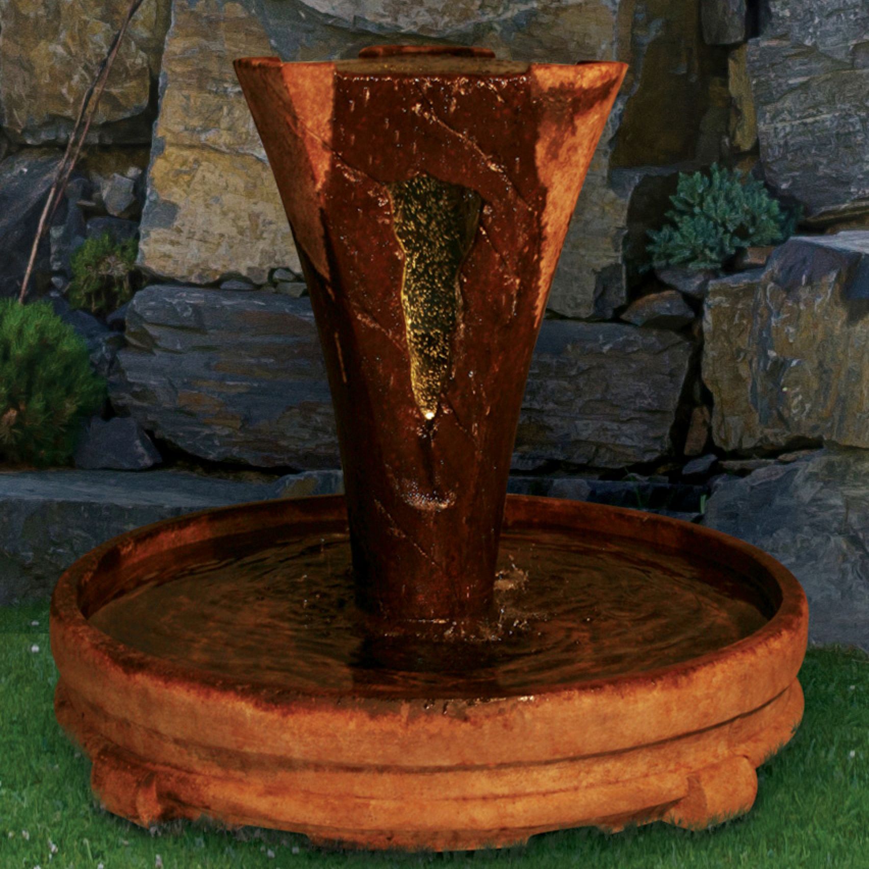 Vesuvio 45" High Relic Roho Outdoor Fountain with Light