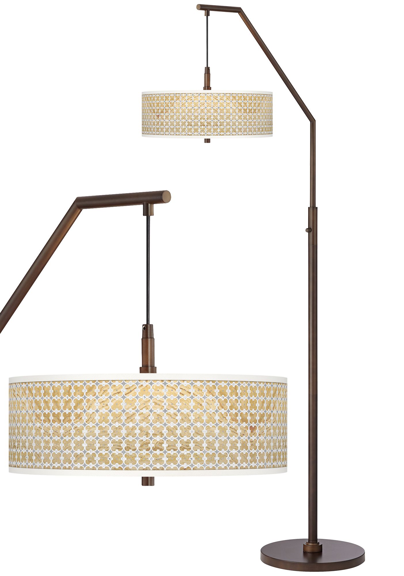 Marble Quatrefoil Bronze Downbridge Arc Floor Lamp