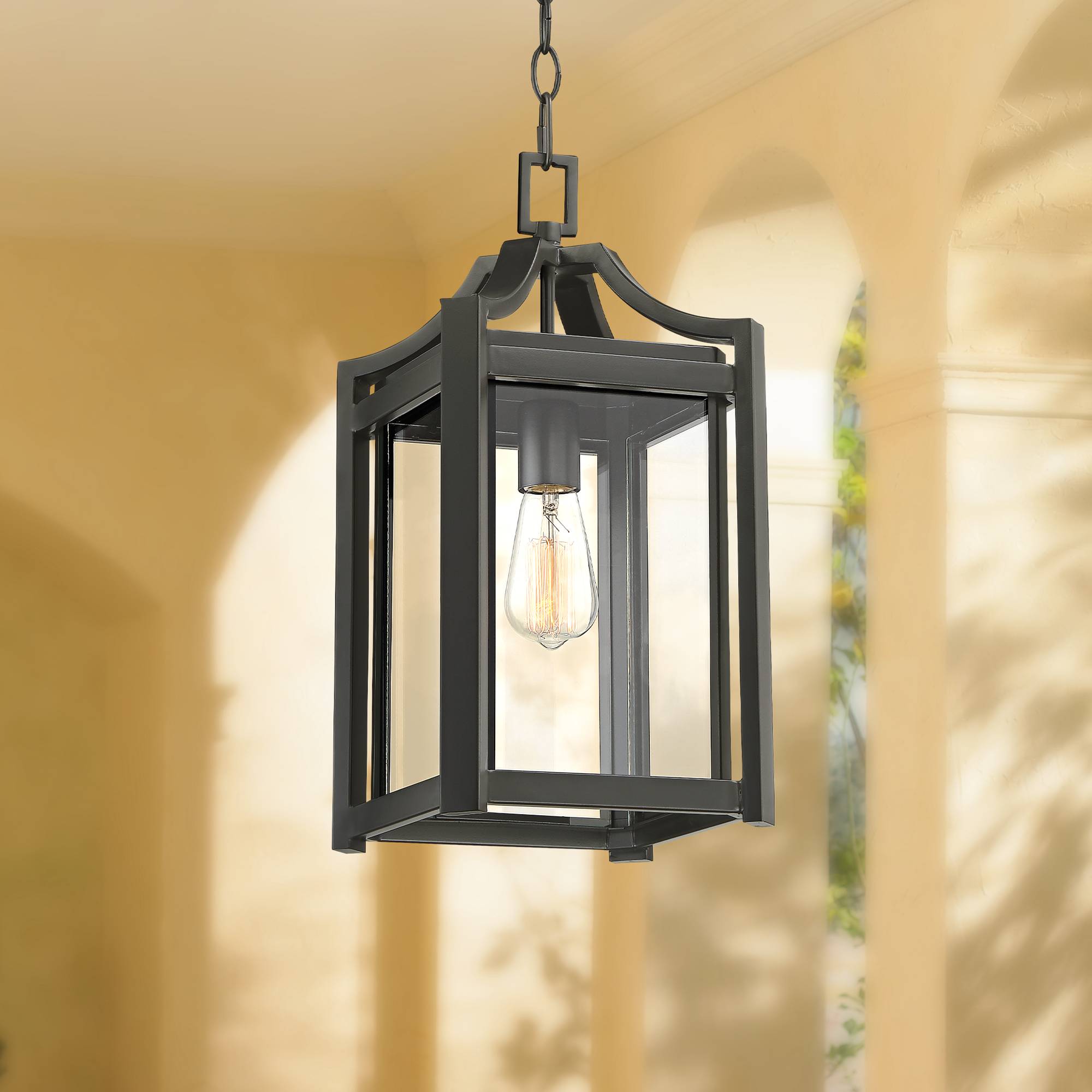 Details About Rustic Farmhouse Outdoor Ceiling Light Hanging Black 17 Clear Glass Porch Patio