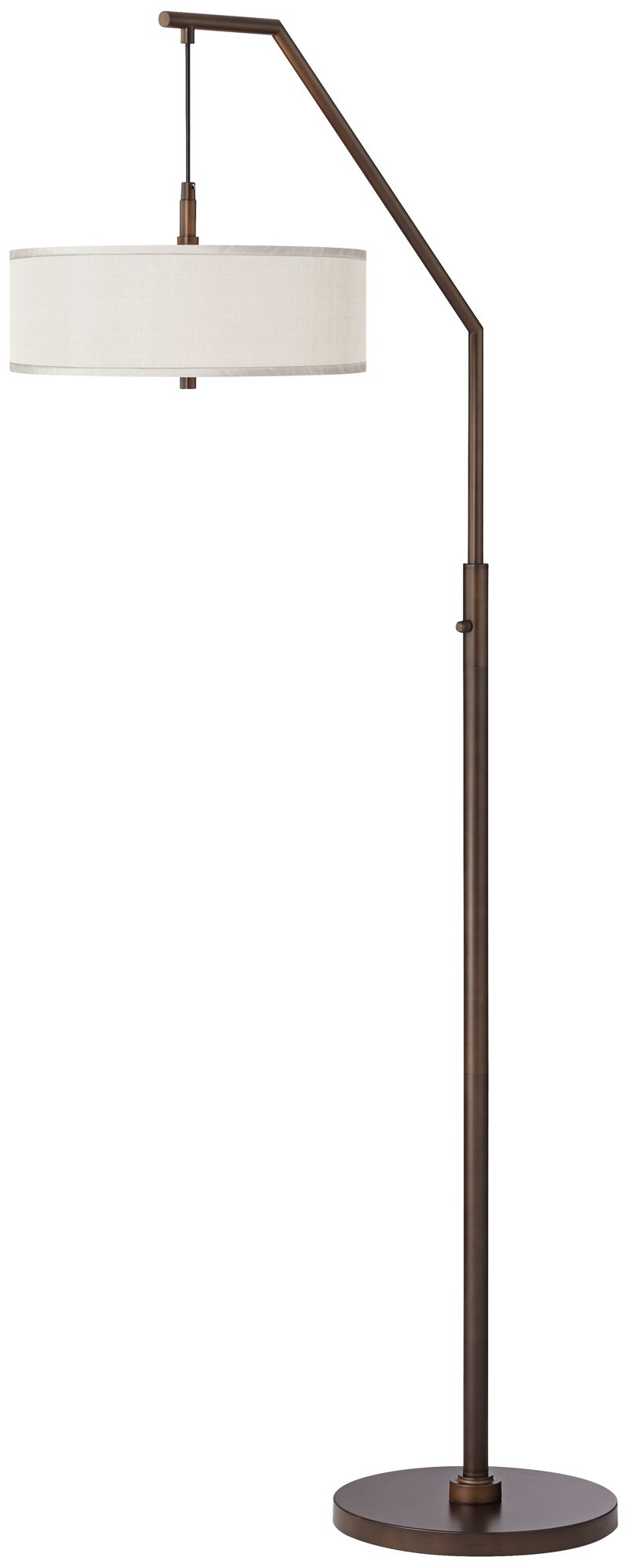 Cream Polyester Bronze Downbridge Arc Floor Lamp