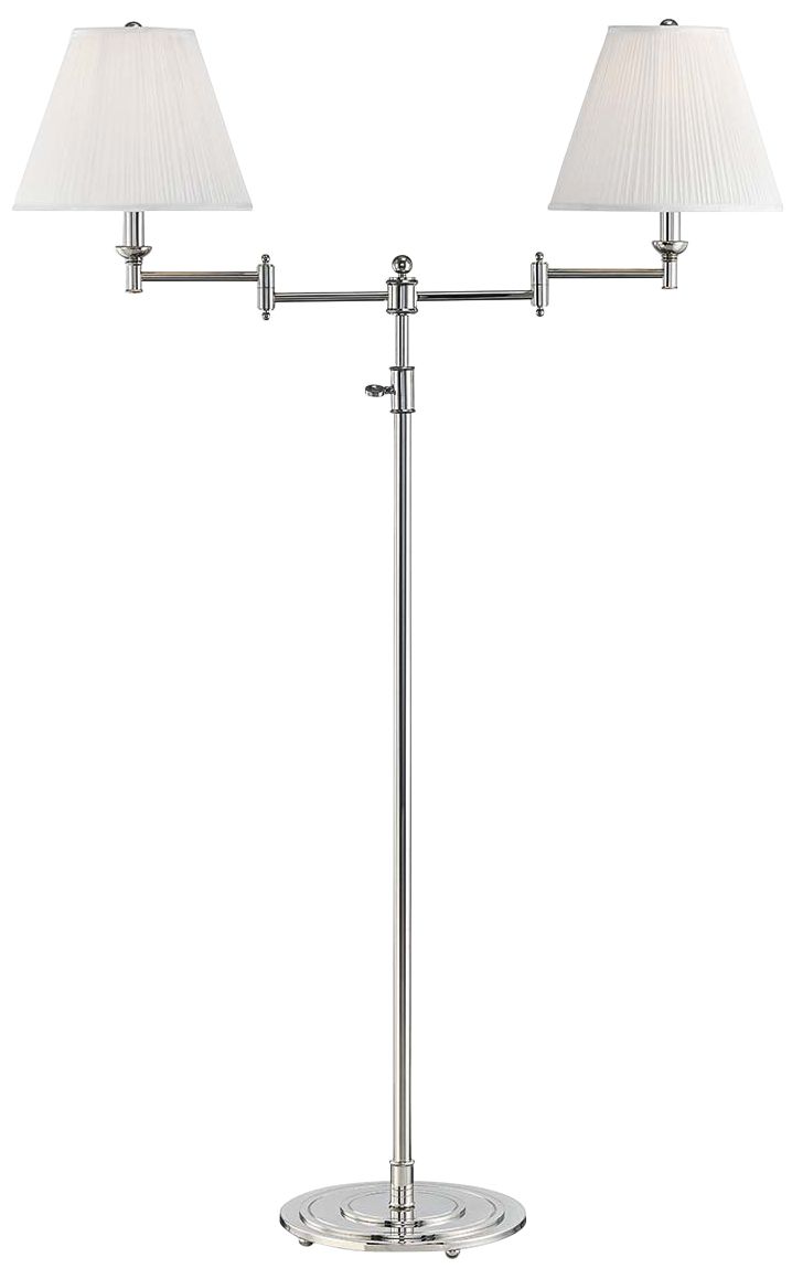 Signature No.1 Polished Nickel 2-Light Swing Arm Floor Lamp