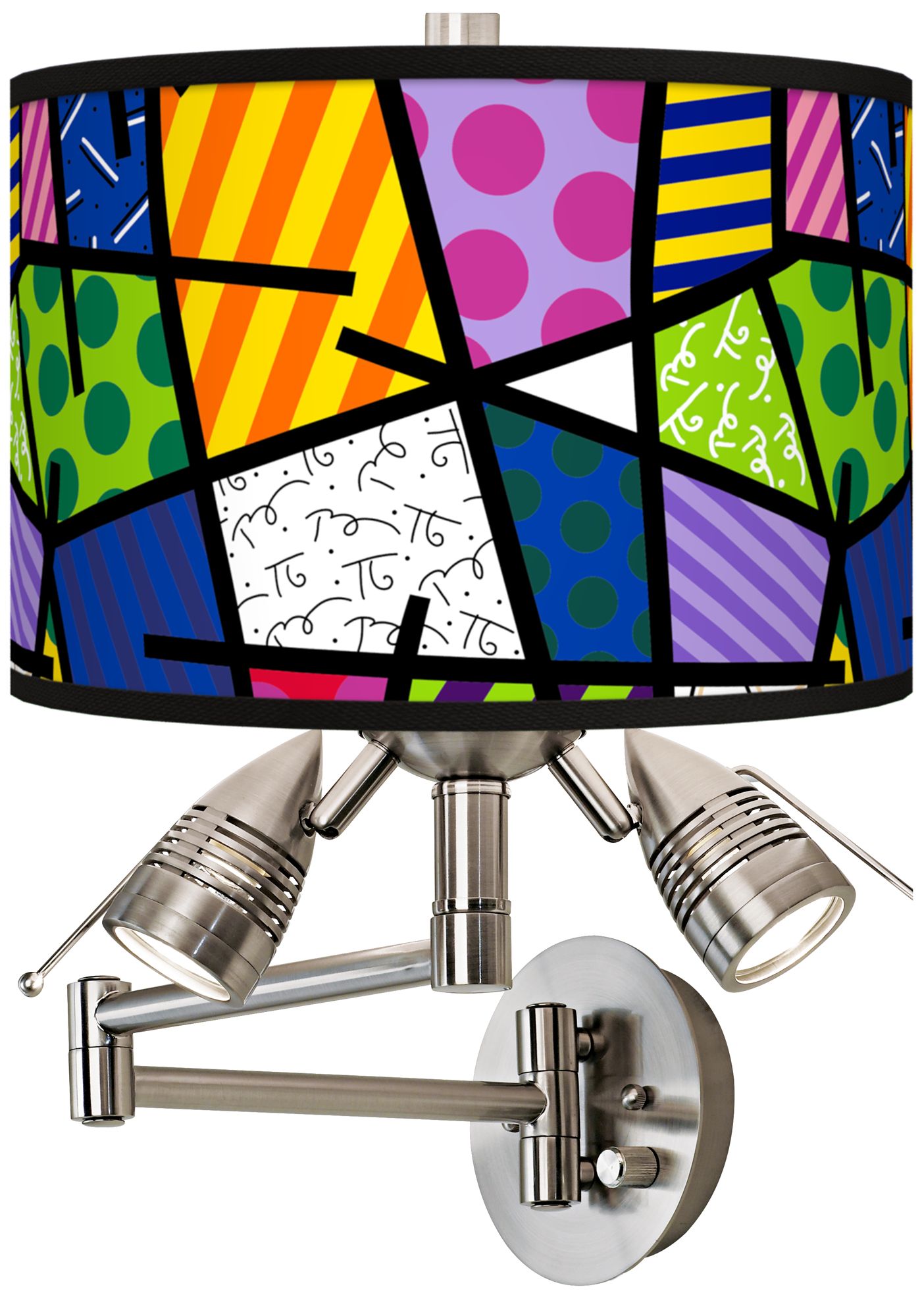 Romero Britto Abstract Giclee Plug-In Swing Arm Wall Lamp