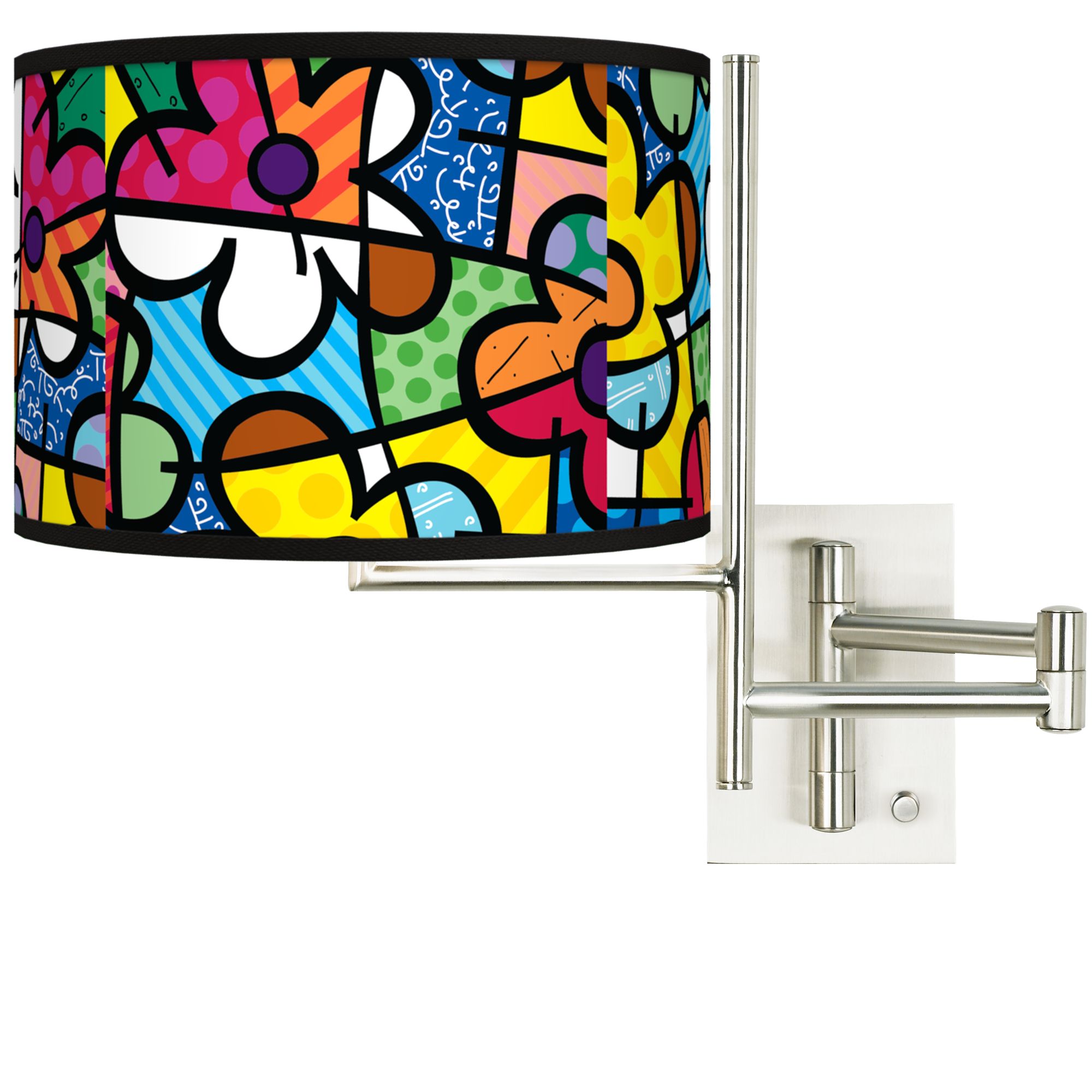 Tempo Romero Britto Flowers Plug-in Swing Arm Wall Lamp