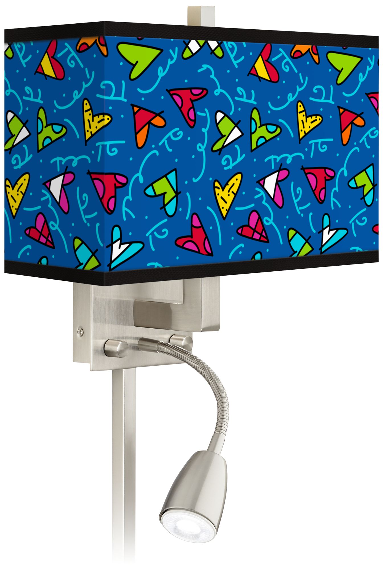 Romero Britto Hearts LED Reading Light Plug-In Sconce