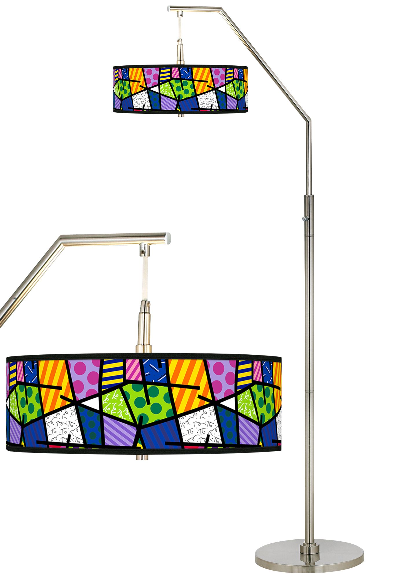 Romero Britto Abstract Giclee Shade Arc Floor Lamp