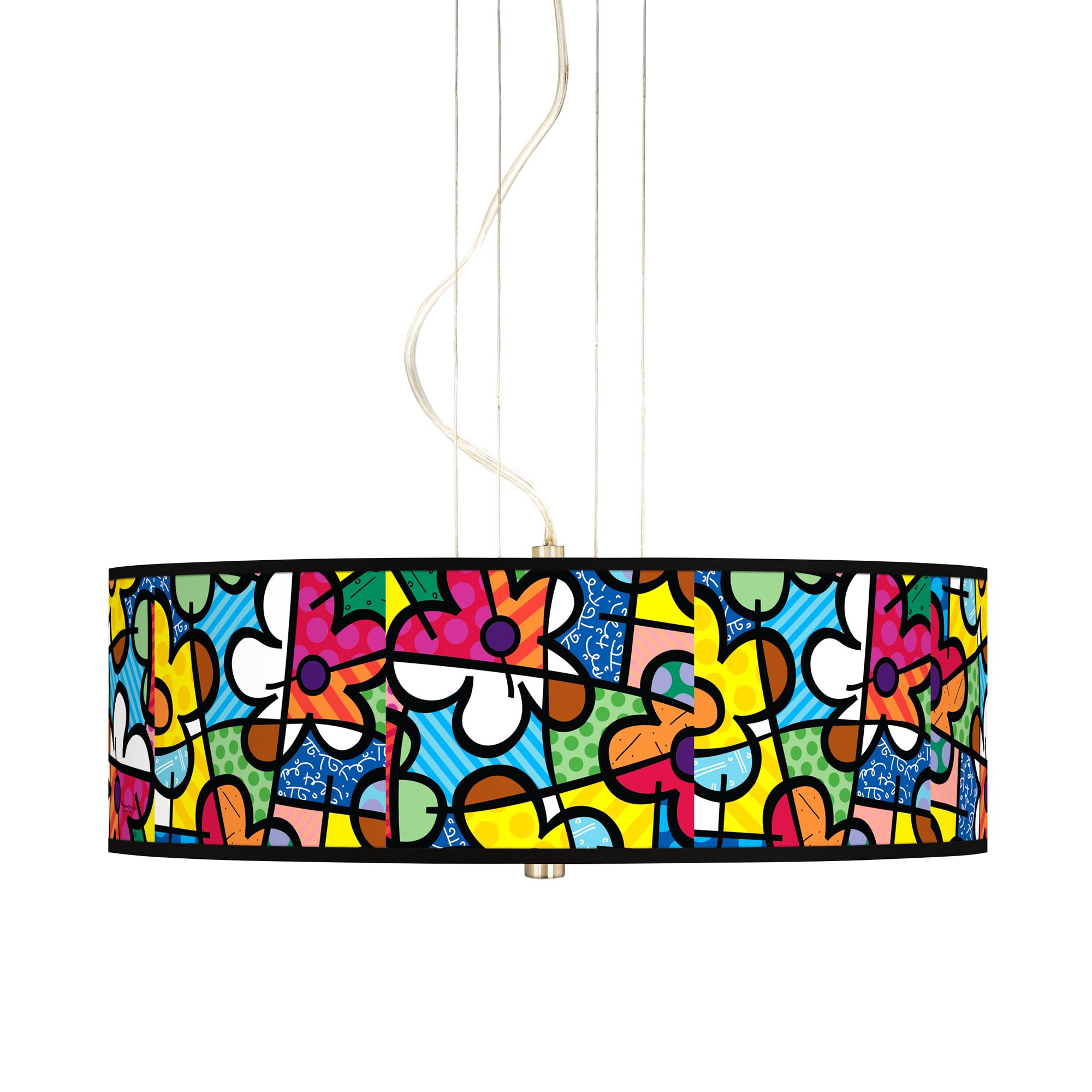 Romero Britto Flowers 20" Wide 3-Light Pendant Chandelier