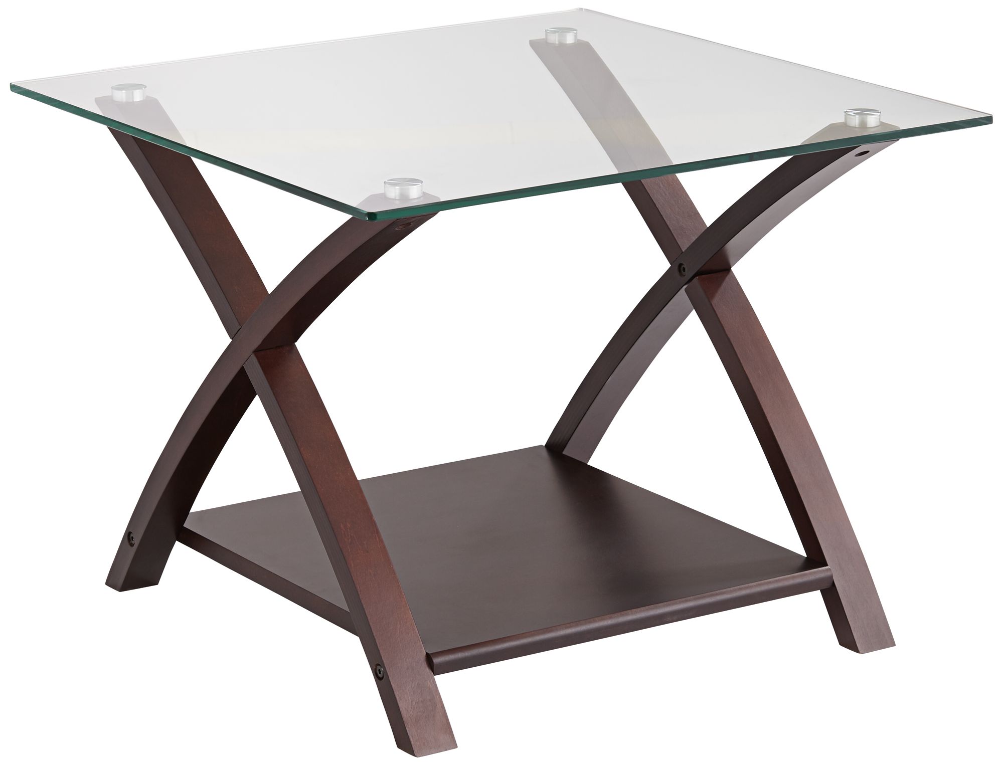 Ashton Espresso Wood and Glass Top End Table