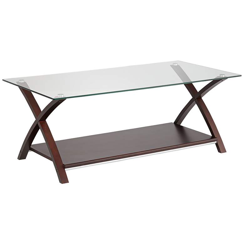 Image 2 Ashton Espresso Wood and Glass Top Coffee Table