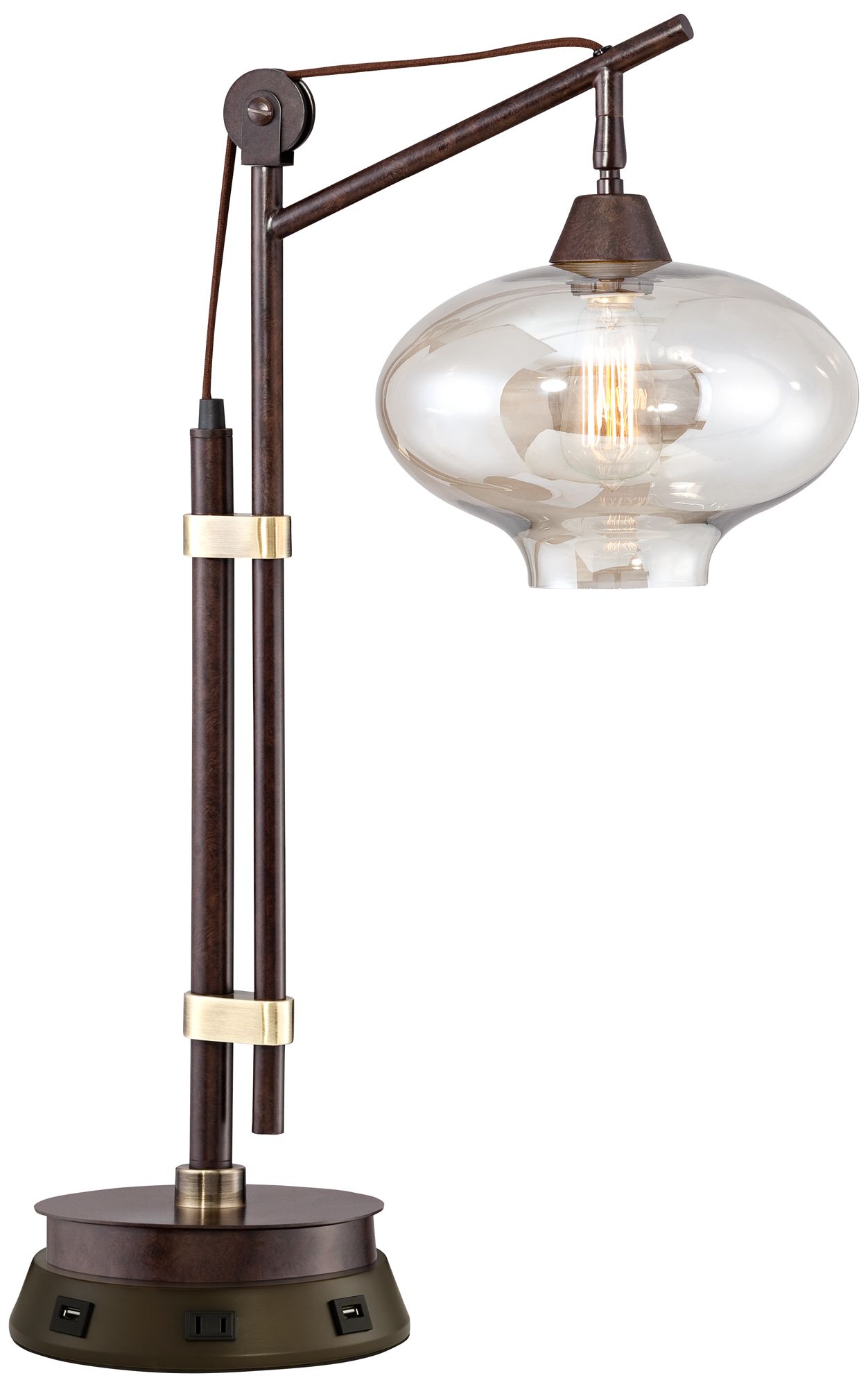 Calyx Industrial Bronze Desk Lamp with Workstation Base