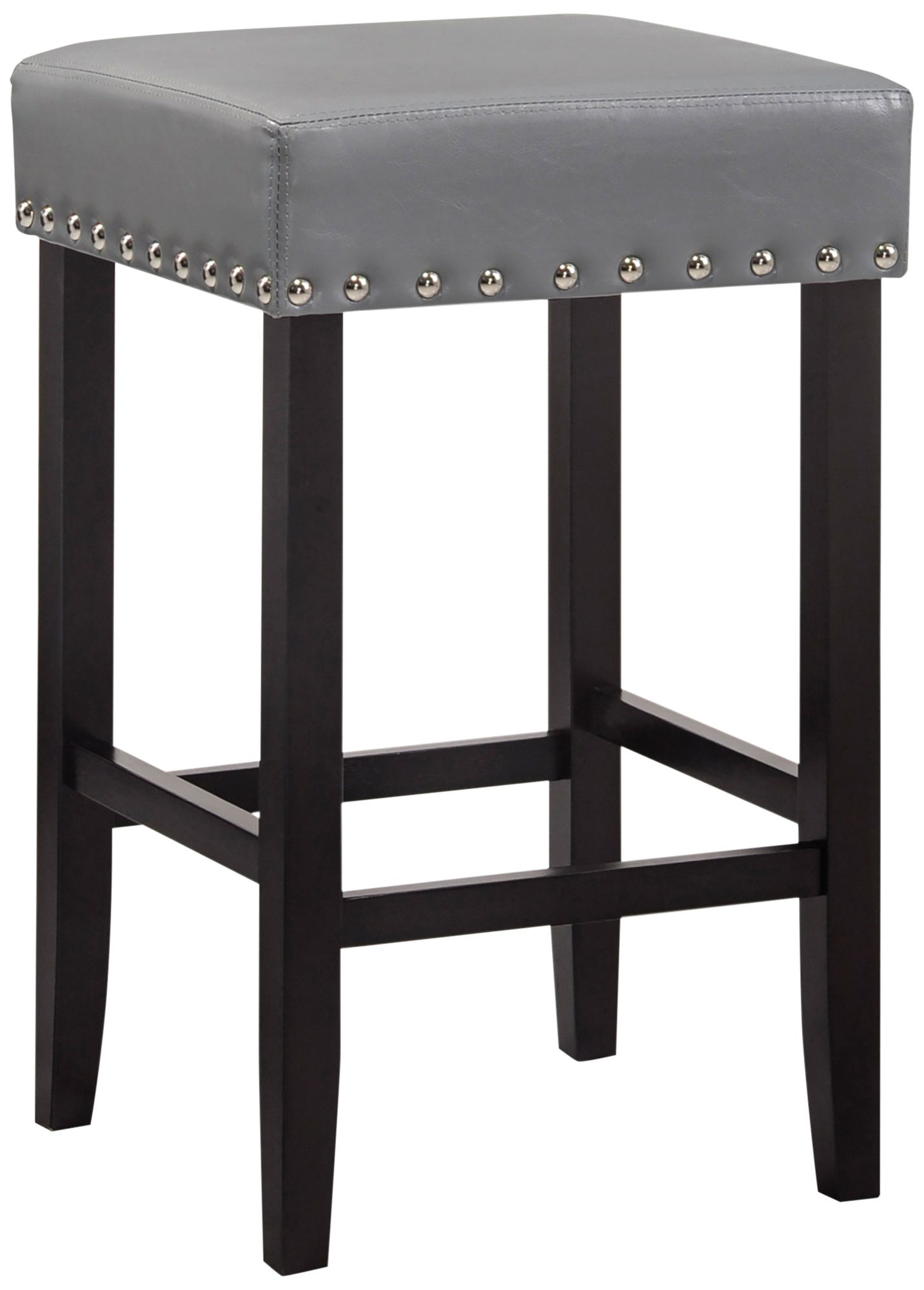 Carmen 25" Soft Gray Faux Leather Nailhead Counter Stool