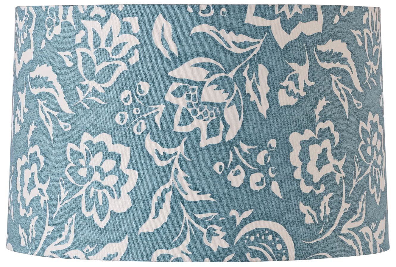white and blue lamp shade