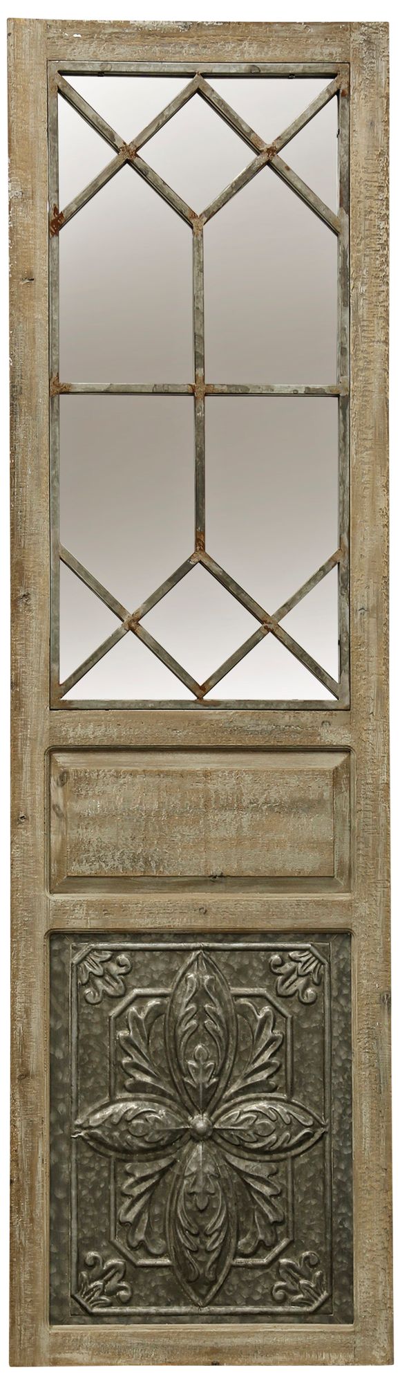 Metal Crest 66" x 19" Natural Wood Floor Mirror