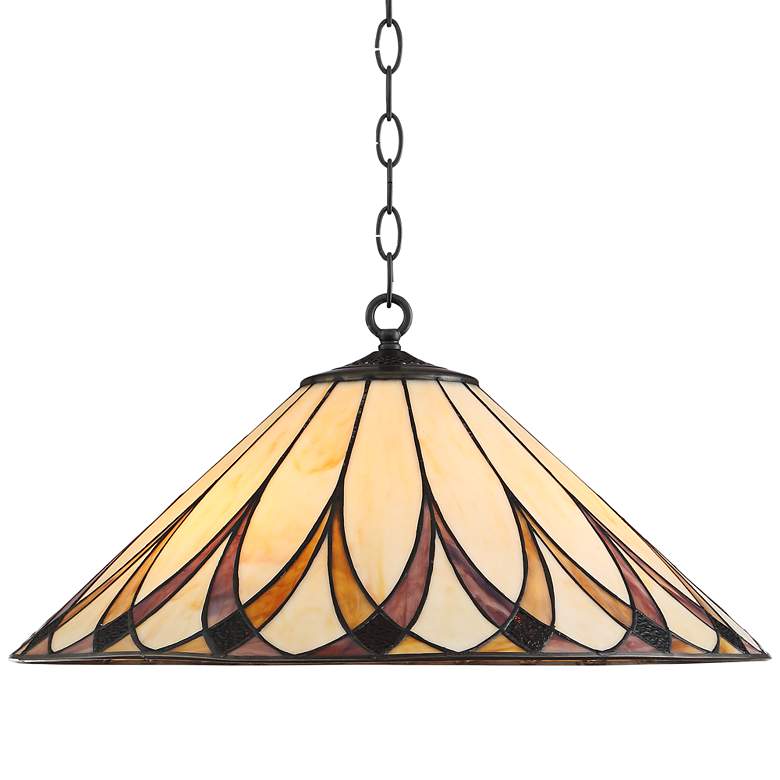 Image 2 Serena 19 3/4" Wide Amber Accented Art Glass 3-Light Pendant