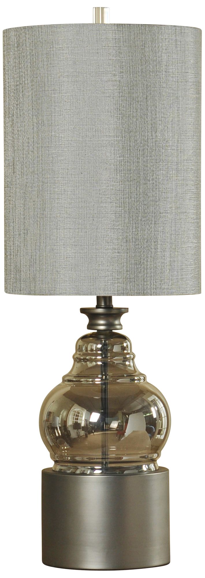 Cordoba Smoke Glass Table Lamp with Pewter Plated Metal Base