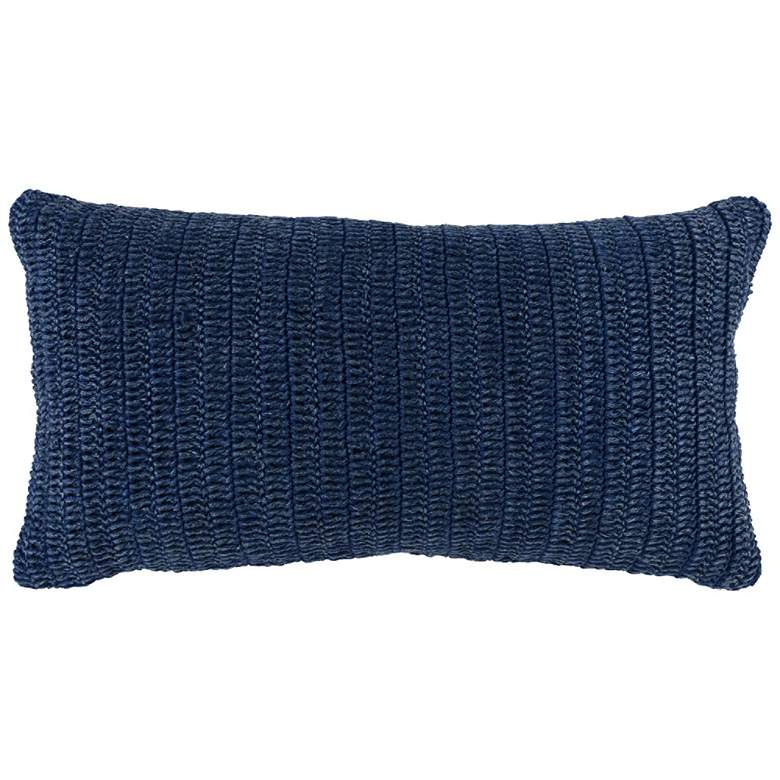Rina Indigo Hand-Knitted 26&quot; x 14&quot; Decorative Pillow