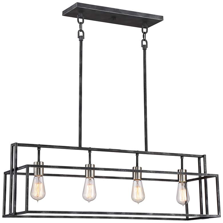 Lake 36&quot; Wide Black and Brushed Nickel Pendant Light